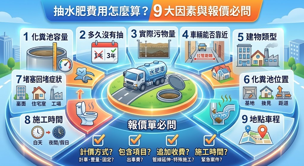 抽水肥費用怎麼算？報價組成、影響價格因素與清運避雷指南