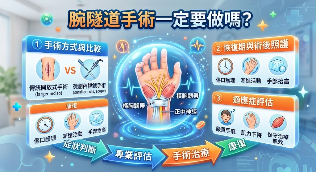 腕隧道手術一定要做嗎？手術方式、恢復期與術後照護一次看
