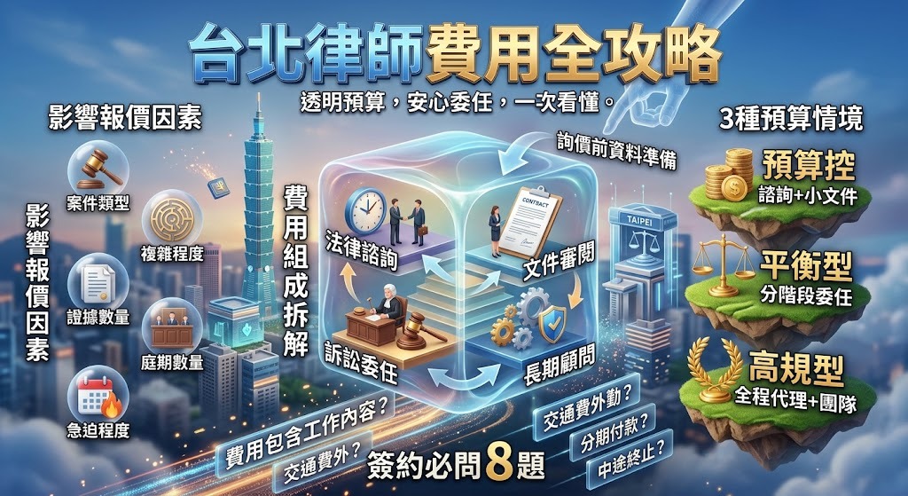 台北律師事務所費用怎麼算？律師諮詢、委任與報價單完整解析