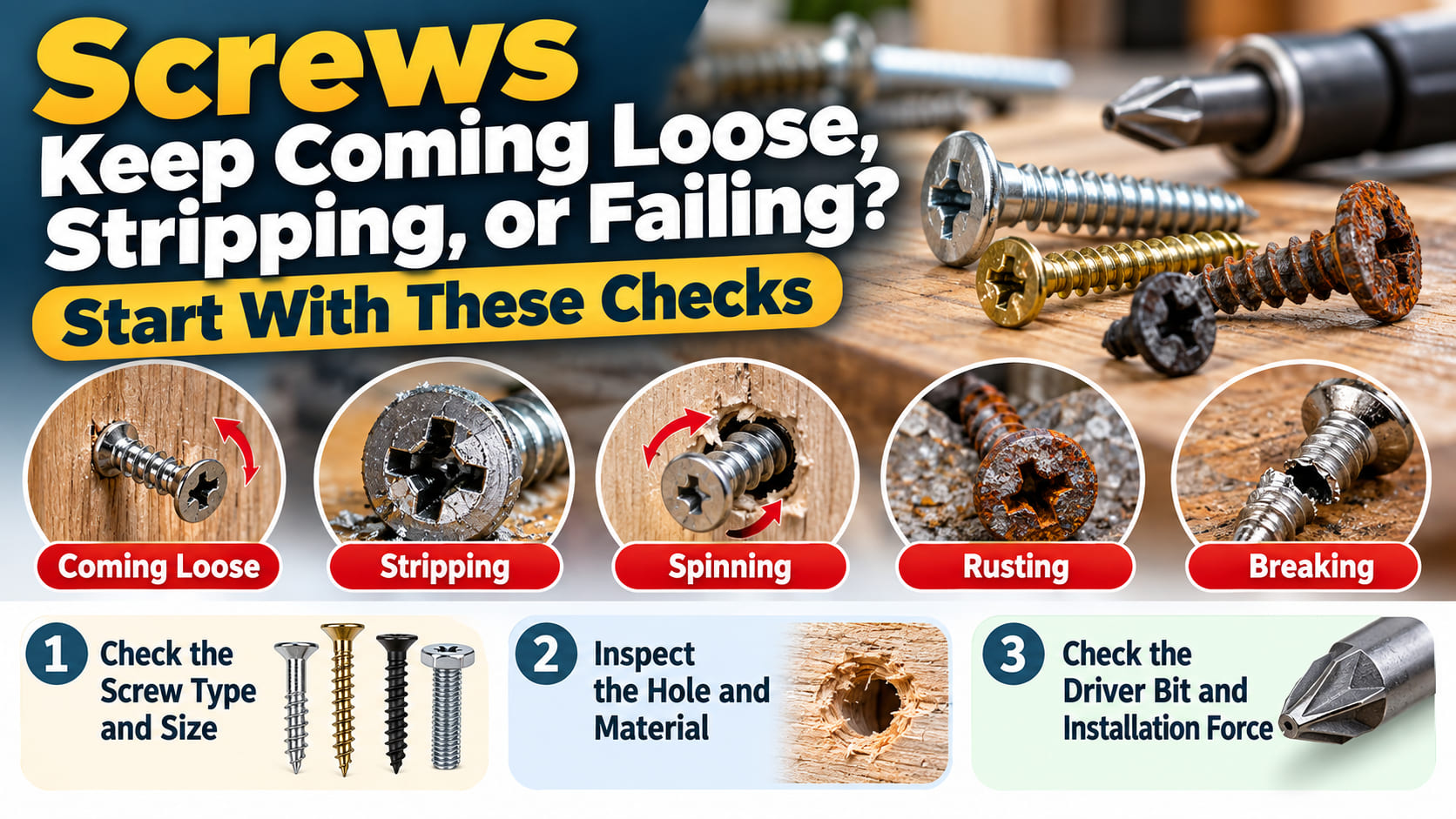 Screws Keep Coming Loose, Stripping, or Failing? Start With These Checks