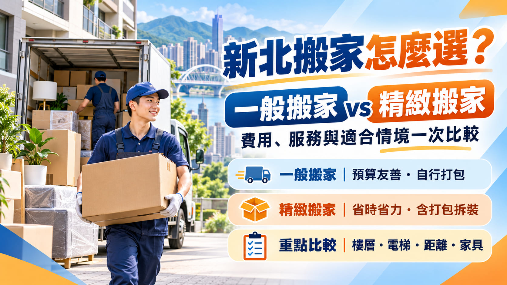 新北搬家怎麼選？一般搬家 vs 精緻搬家，費用、服務與適合情境一次比較
