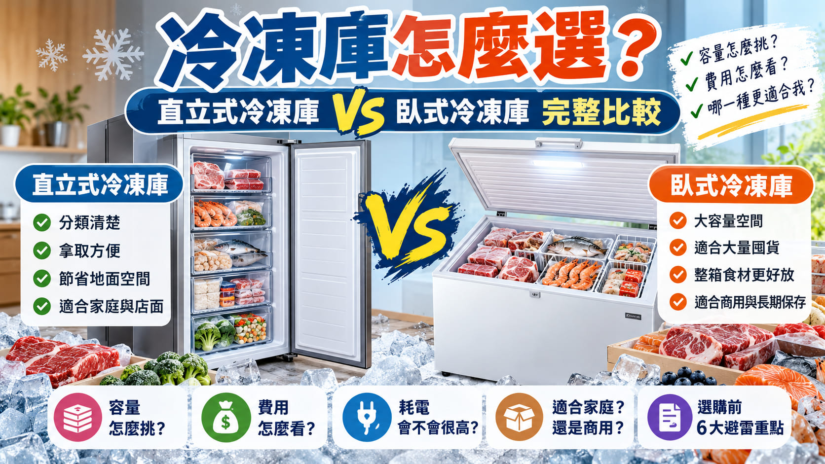 冷凍庫怎麼選？直立式冷凍庫 vs 臥式冷凍庫完整比較